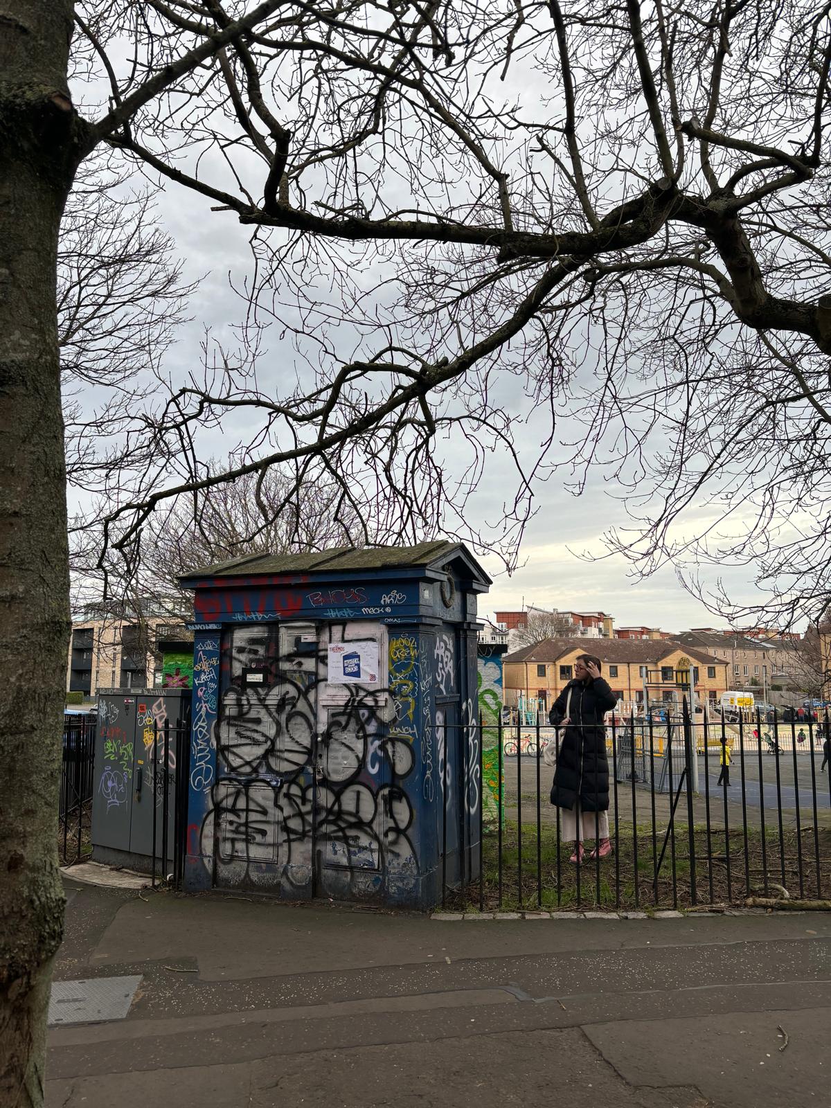 Here's Laura at the East Montgomery St police boxe